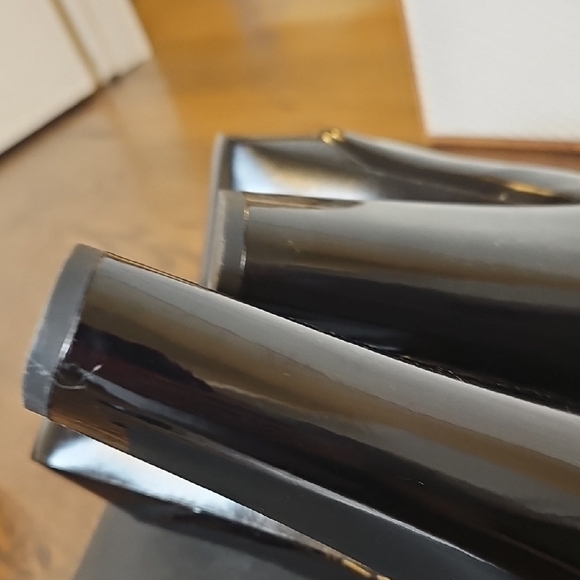 Kenneth Cole Black Glossy Peep-Toe Heels - Picture 7 of 10